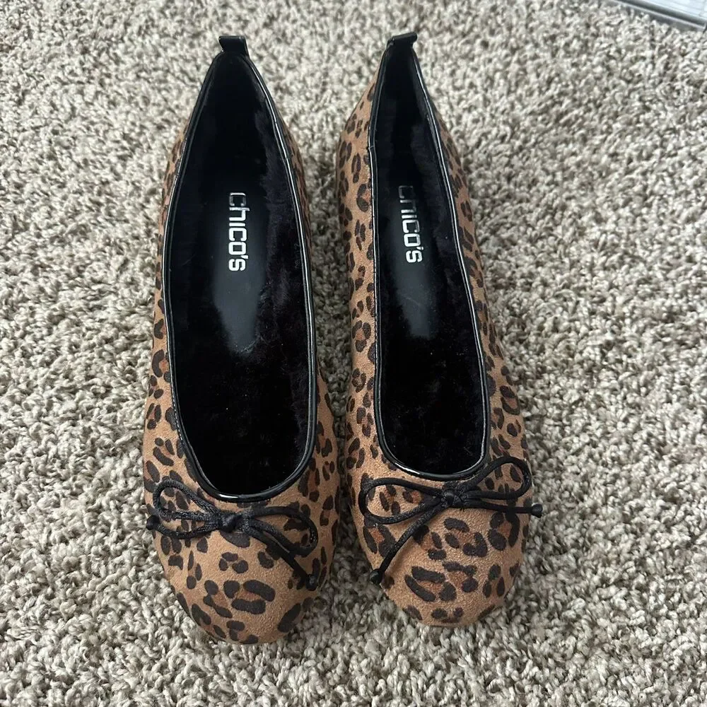 Chico’s Leopard Print Slip On Ballet Flat Shoes Size 7